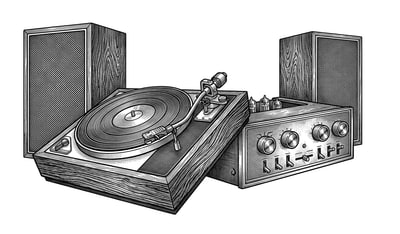 Impianto hi-fi vintage: giradischi, amplificatore e diffusori