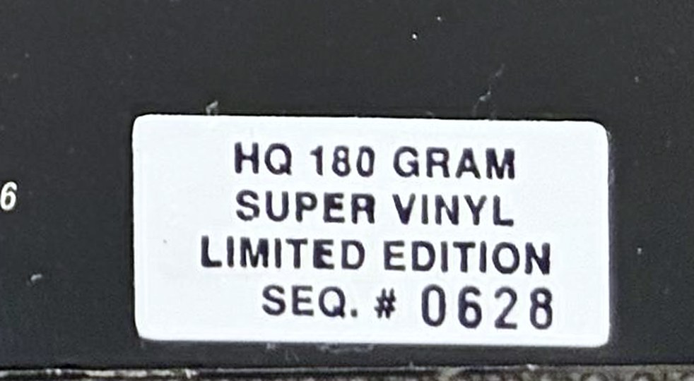 Adesivo sul retro: HQ 180 gram Super Vinyl, Limited Edition, Seq. numero 0628