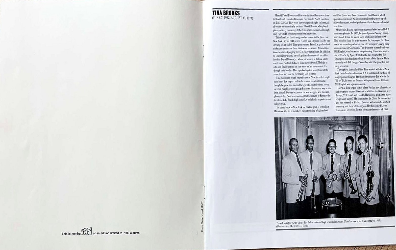 The booklet open at the first page