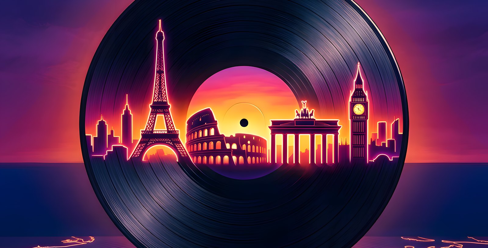 La serie The Grail Hunt: uno skyline europeo al tramonto dentro il solco di un vinile