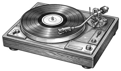 Giradischi vintage con disco e braccio